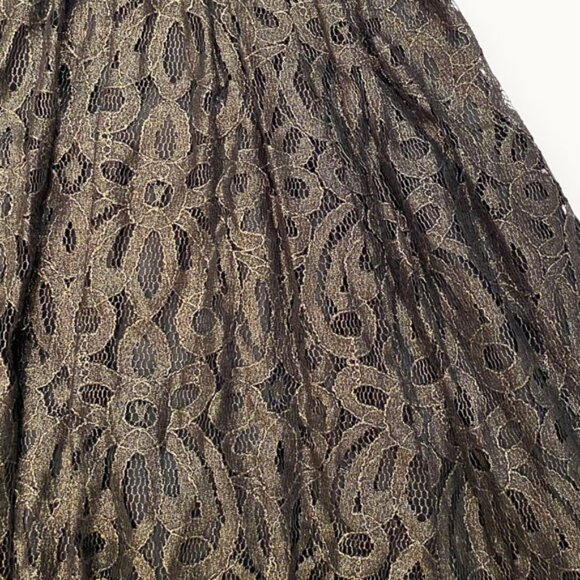 NWT Anthro Gold/Black Shimmering Lace Cocktail Dress By Frock Tracy Reese Size 6 - Picture 8 of 15